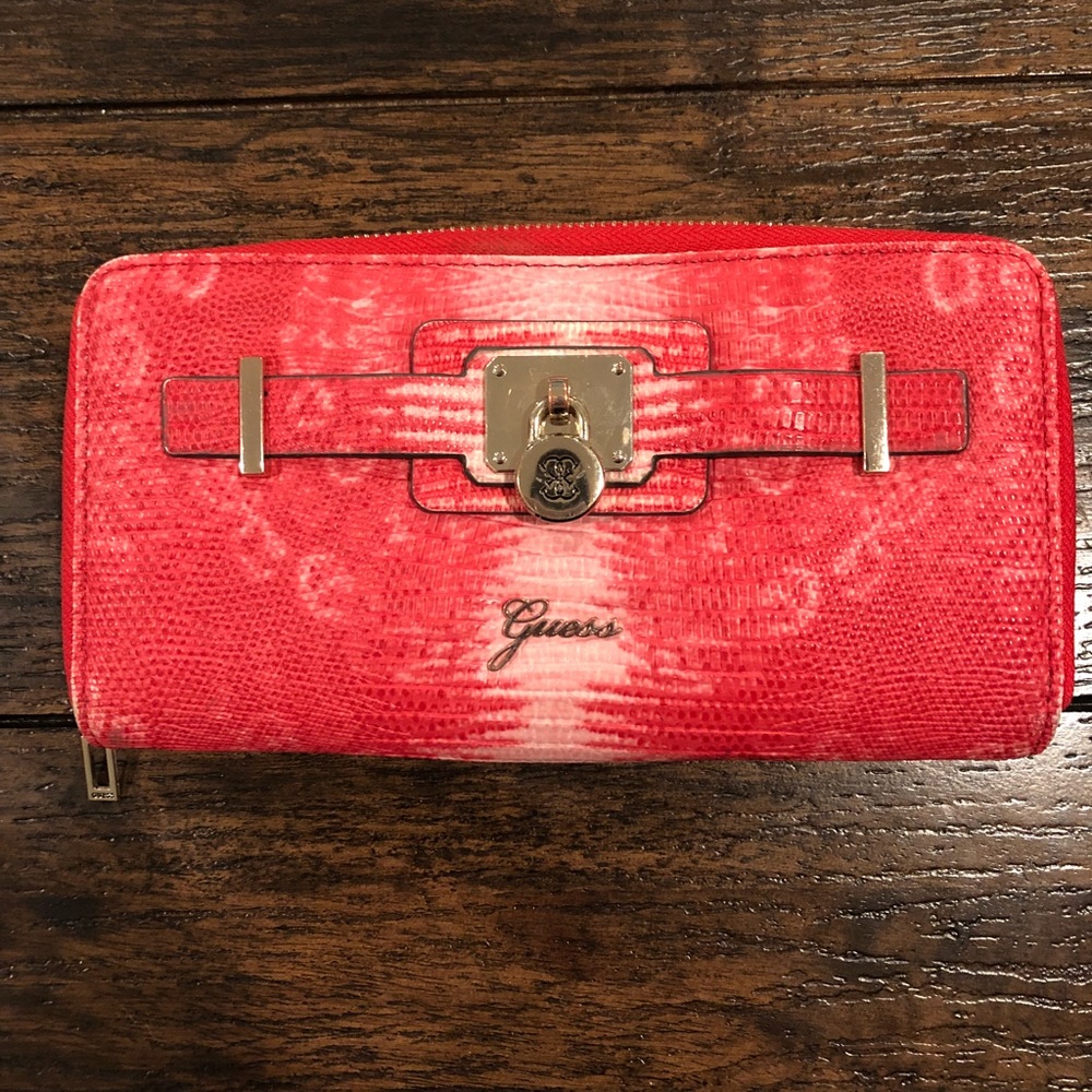 Red GUESS clutch wallet